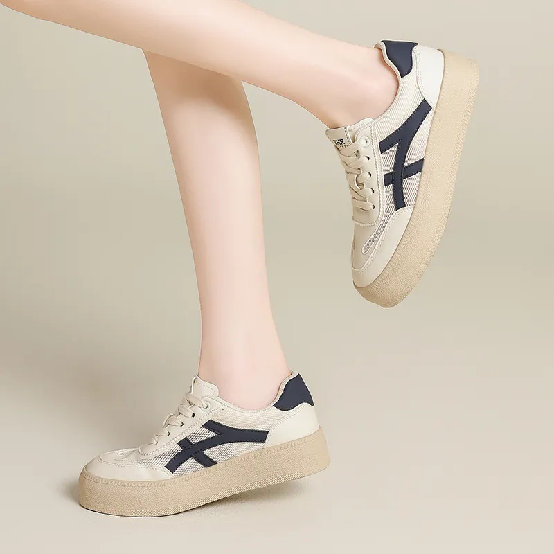 ZHR Low Top Skateboard Shoes Women's Beige Blue-3