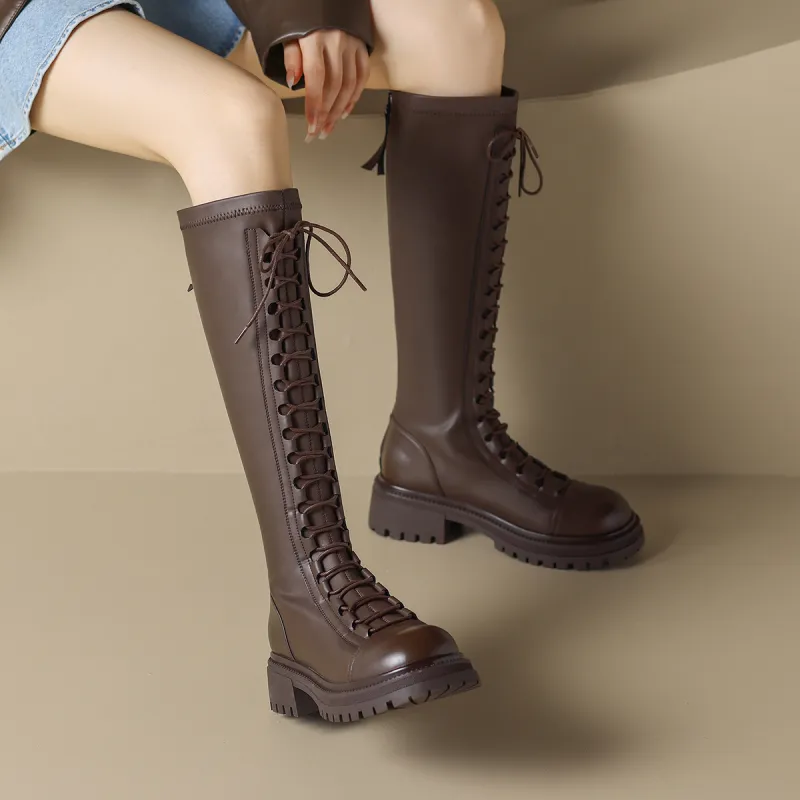 ZHR Knee high Boots Women's Black/Brown-10