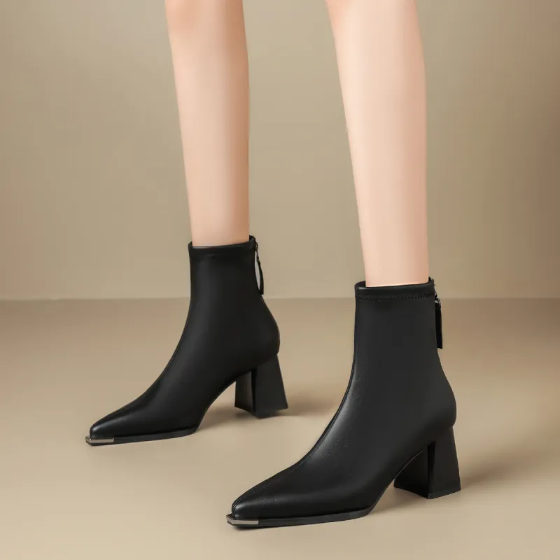 ZHR Ankle Boots Women's Black/Milk Tea/Beige-24