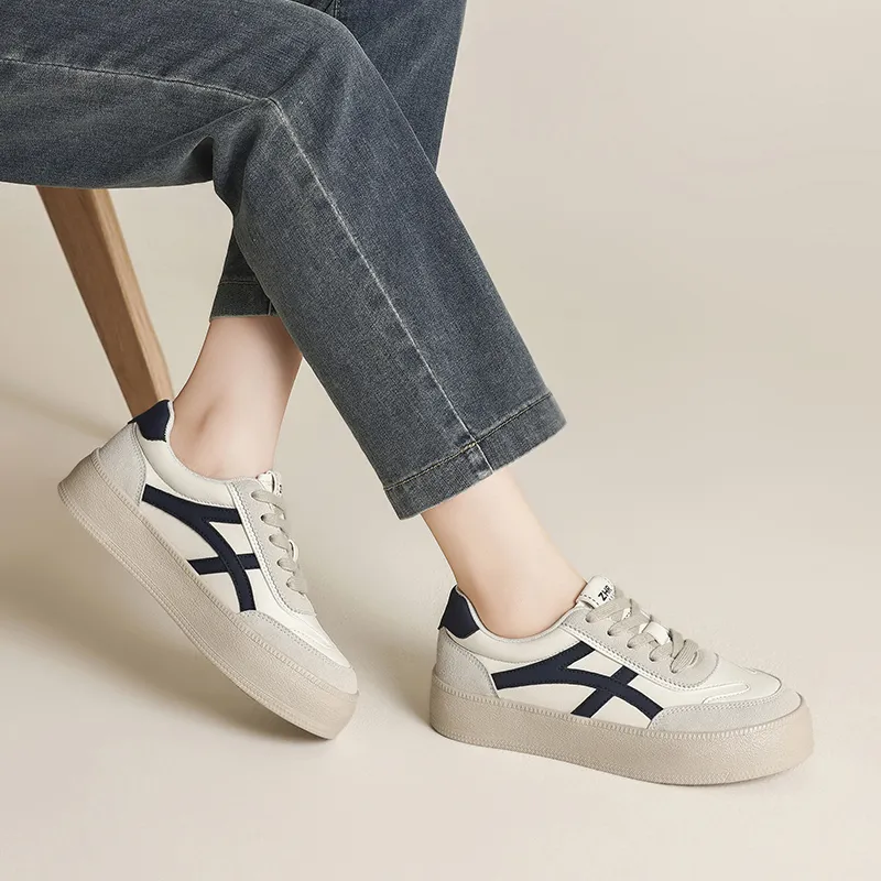 ZHR Low Top Skateboard Shoes Women's Beige Blue-4