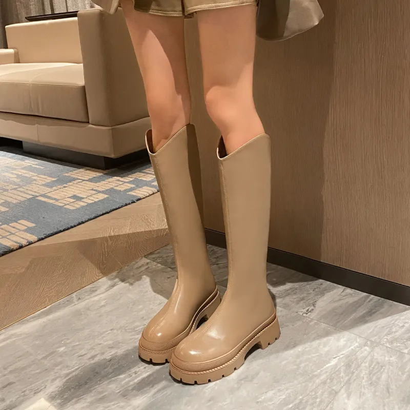 ZHR Knee-High Knight Boots 4cm Women's-14