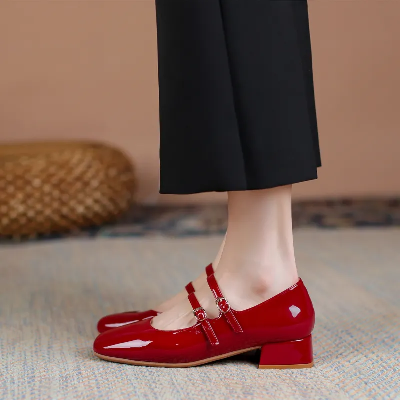 ZHR Mary Jane 3cm Women's Burgundy-16