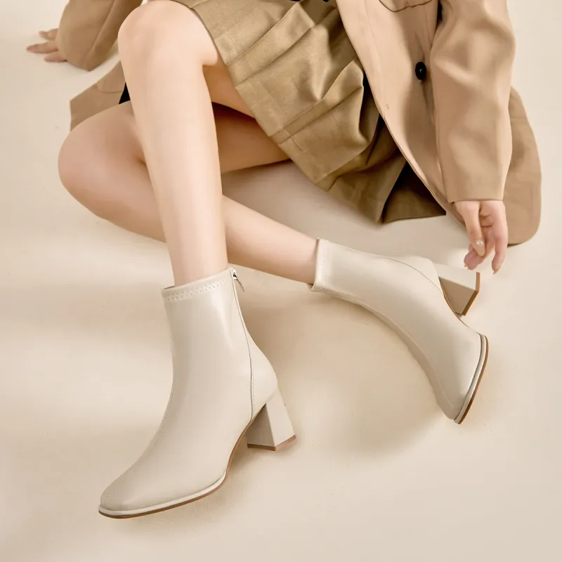 ZHR Ankle Boots Women's Black/Milk Tea/Beige-19