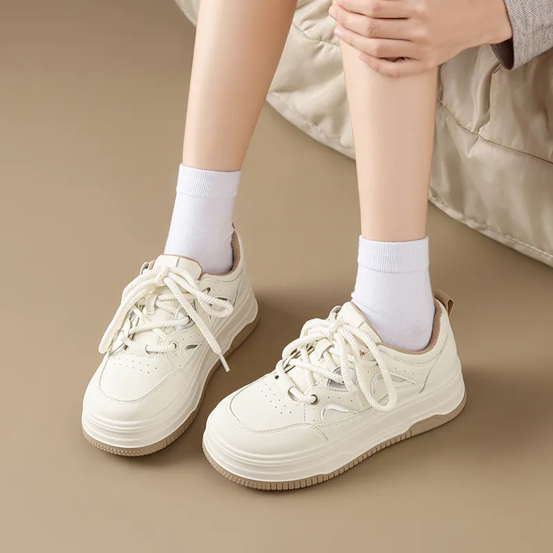 ZHR Cream Puff Shoes Coverage Wear Resistant Low Top Skateboard Shoes Women's-3