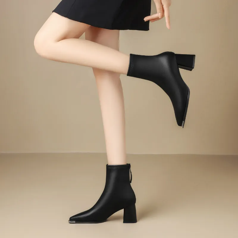 ZHR Ankle Boots Women's Black/Milk Tea/Beige-26