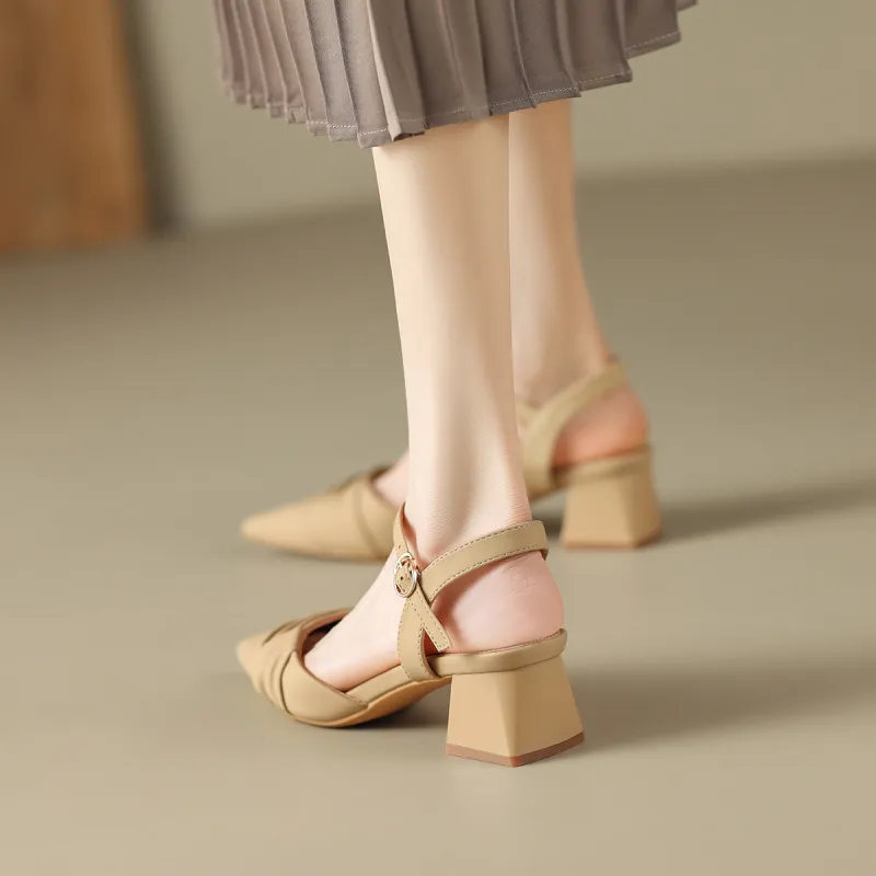 ZHR Block Heel High Heels 4.5cm Women's-17