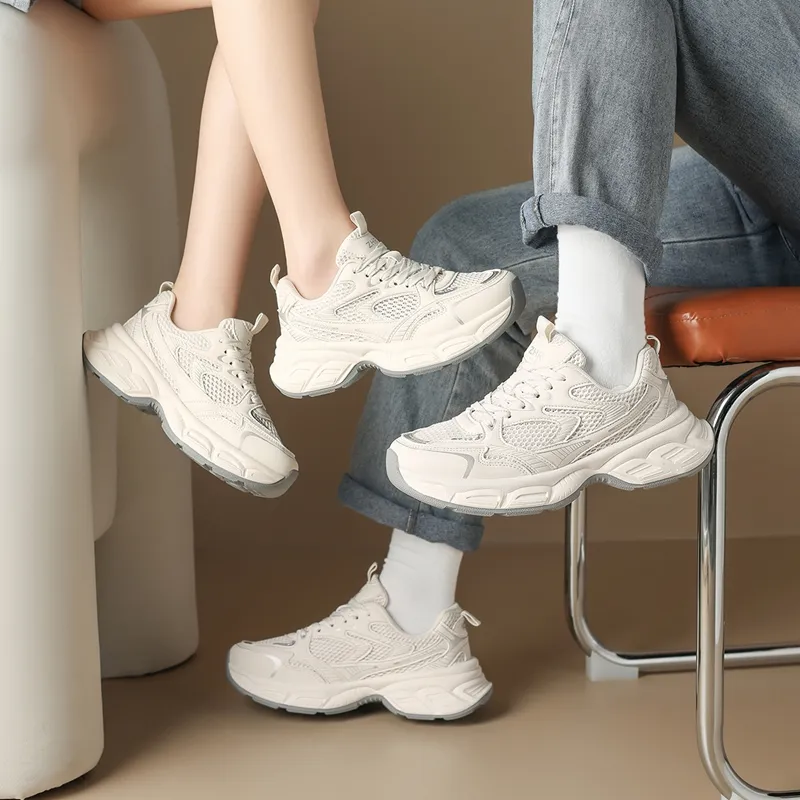ZHR Moon Shadow Cushioning Abrasion Resistant Breathable Low Top Chunky Sneakers Women's-5