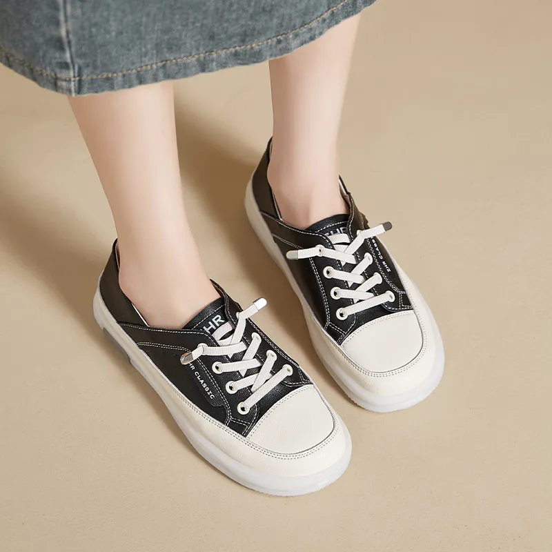 ZHR Flat White Shoes Wear resistant And Lightweight Low Top Skateboard Shoes Women's-11