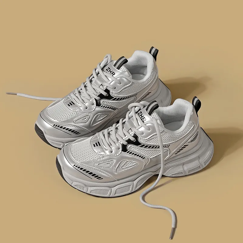 ZHR Sparkling Galaxy Low Top Chunky Sneakers Women's Silver-5
