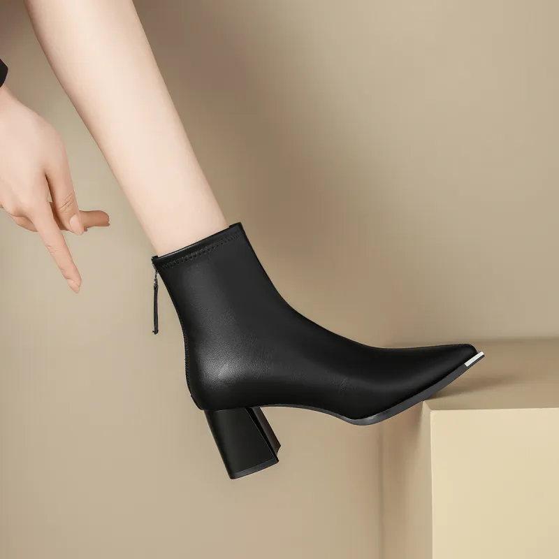 ZHR Ankle Boots Women's Black/Milk Tea/Beige-25