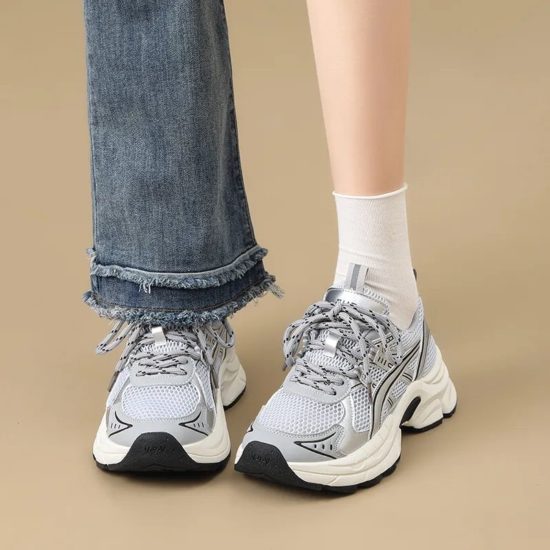 ZHR Eye Of Demon Wear resistant And Lightweight Low Top Chunky Sneakers Women's Silver-4