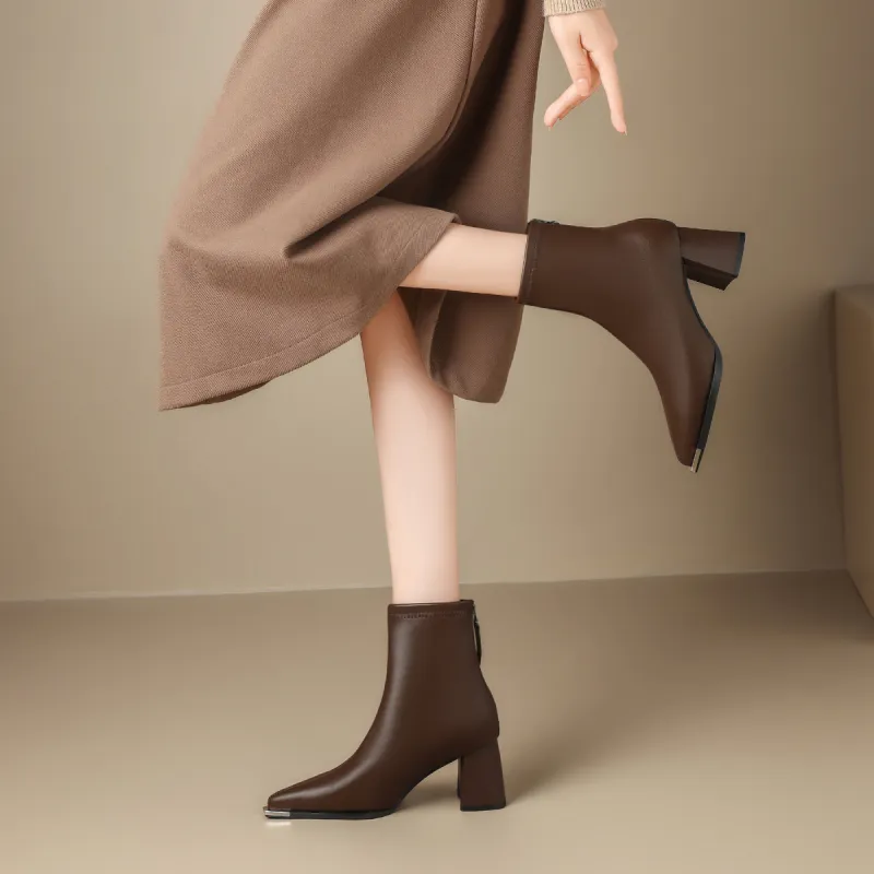 ZHR Ankle Boots Women's Black/Milk Tea/Beige-32