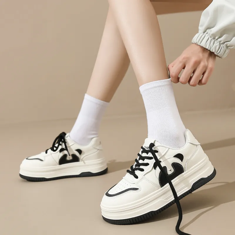 ZHR Small White Shoes Durable Breathable Low Top Skateboard Shoes Women's-3