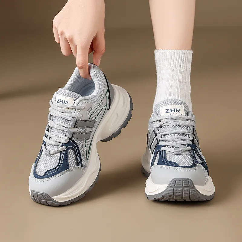 ZHR Seek 2.0 Wear resistant And Lightweight Low Top Chunky Sneakers Women's Beige Blue-4