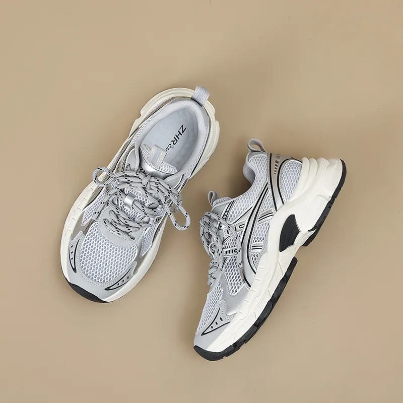ZHR Eye Of Demon Wear resistant And Lightweight Low Top Chunky Sneakers Women's Silver-3