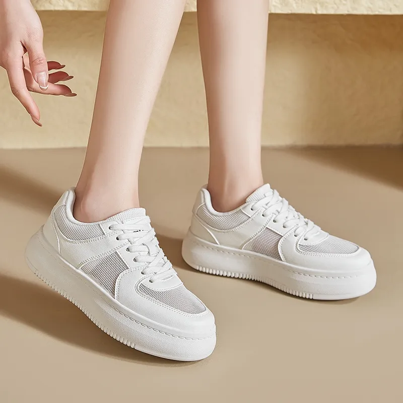 ZHR Platform White Sneakers Wear resistant And Lightweight Low Top Skateboard Shoes Women's-4