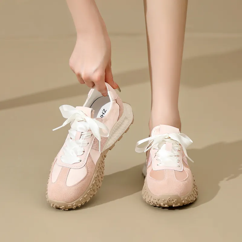 ZHR Rich Woman Happiness Shoes Breathable Height Increase Low Top Casual Shoes Women's-2
