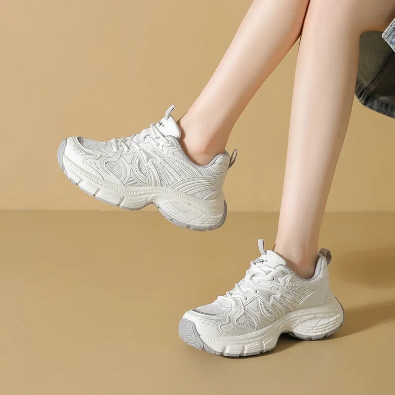 ZHR Chaser Of The Light Cushioning Abrasion Resistant Lightweight Height Increasing Mat Low Top Chunky Sneakers Women's-7
