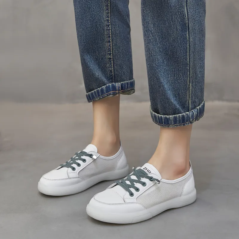 ZHR Flat White Shoes Wear-resistant And Lightweight Low-Top Skateboard Shoes Women's-4