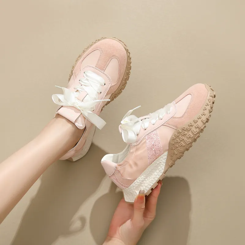 ZHR Rich Woman Happiness Shoes Breathable Height Increase Low Top Casual Shoes Women's-3