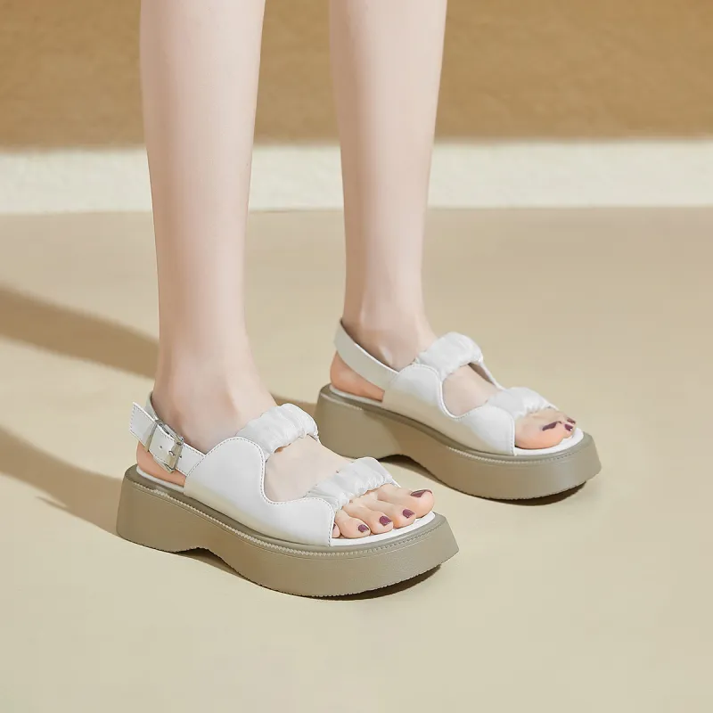 ZHR Strap Sandals 4.5cm Women's Beige-7