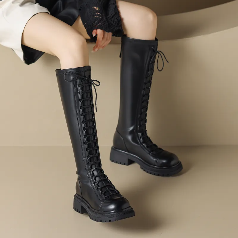 ZHR Knee high Boots Women's Black/Brown-15