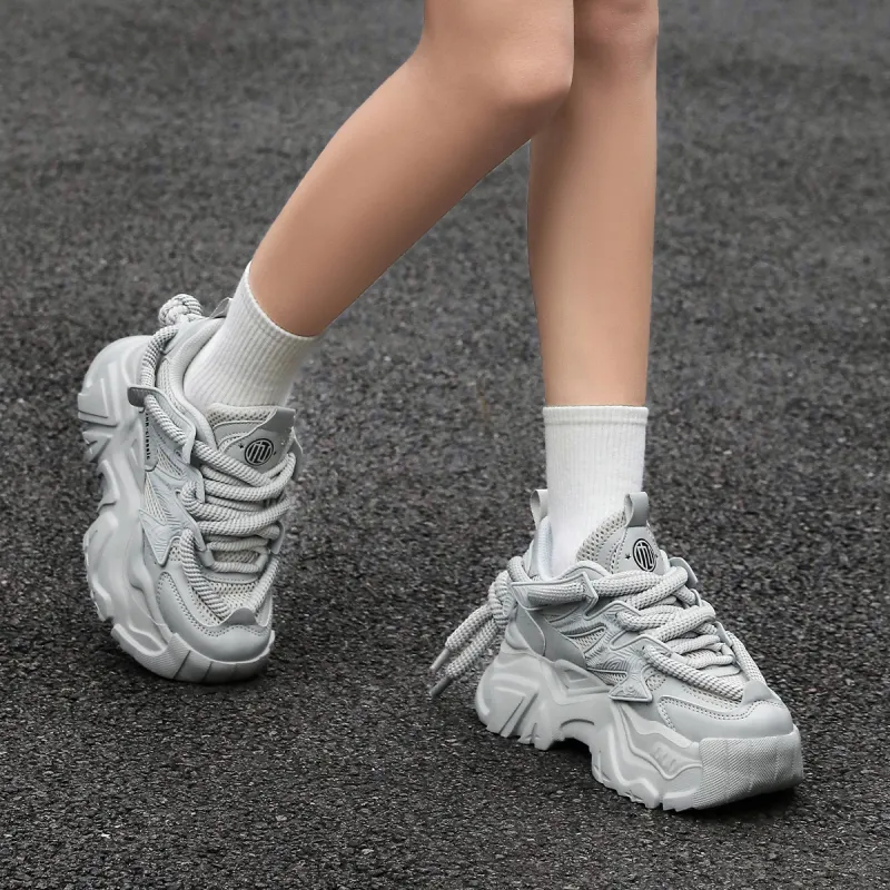ZHR Abrasion Resistant Lightweight Height Increasing Low Top Chunky Sneakers Unisex-3