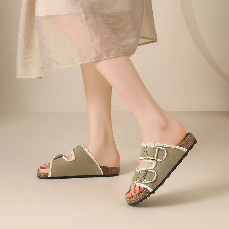 ZHR Quiet Abrasion Resistant Slide Slippers Women's Khaki-2