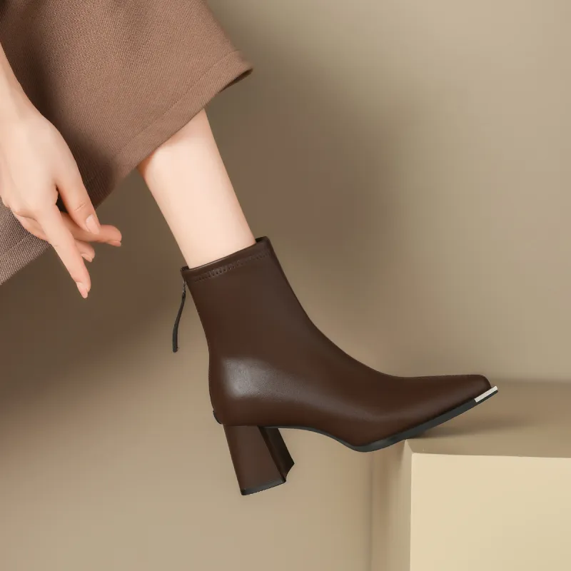ZHR Ankle Boots Women's Black/Milk Tea/Beige-31