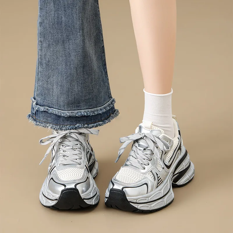 ZHR Super Star Era Cushioning Abrasion Resistant Coverage Lightweight Low Top Chunky Sneakers Women's-4