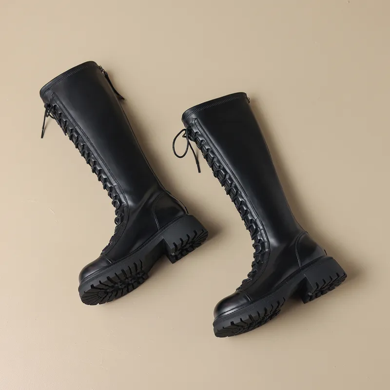 ZHR Knee high Boots Women's Black/Brown-5