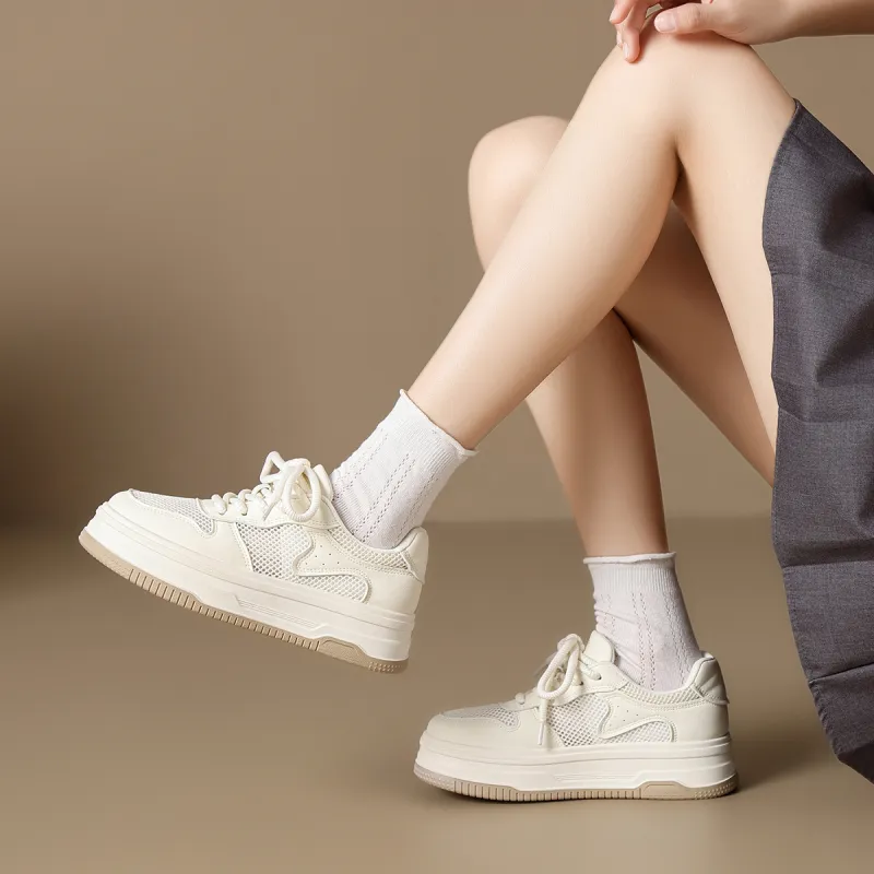 ZHR Platform White Sneakers Slip Resistant Low Top Skateboard Shoes Women's-4