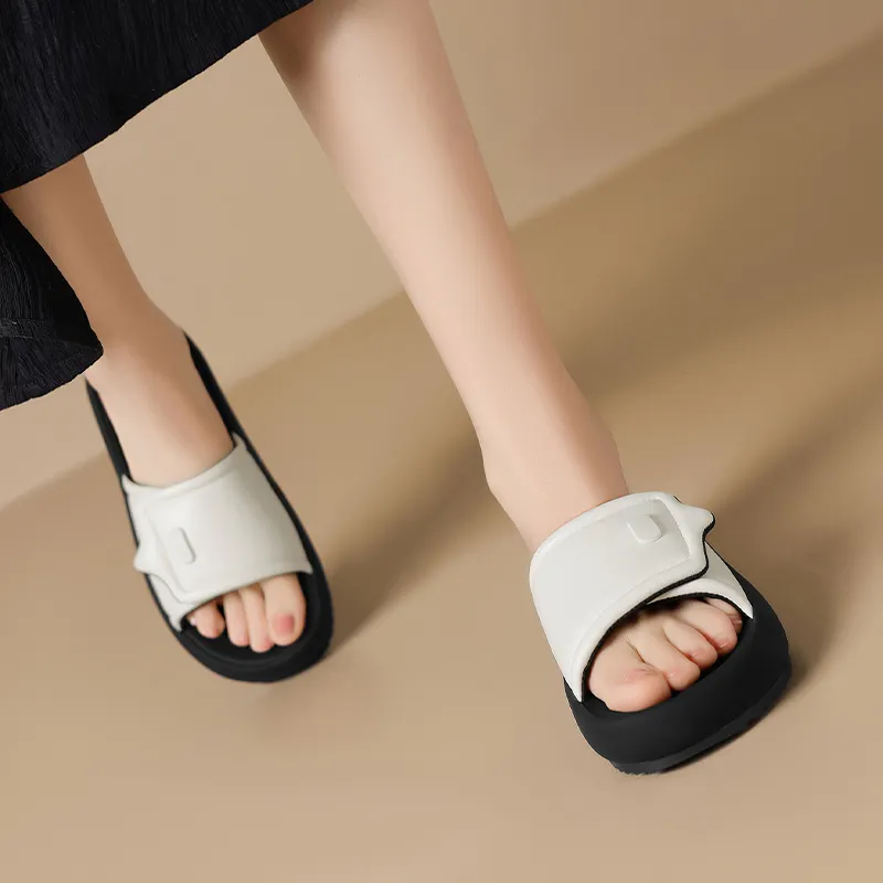 ZHR PU Polyurethane Quiet Slide Slippers Women's-2