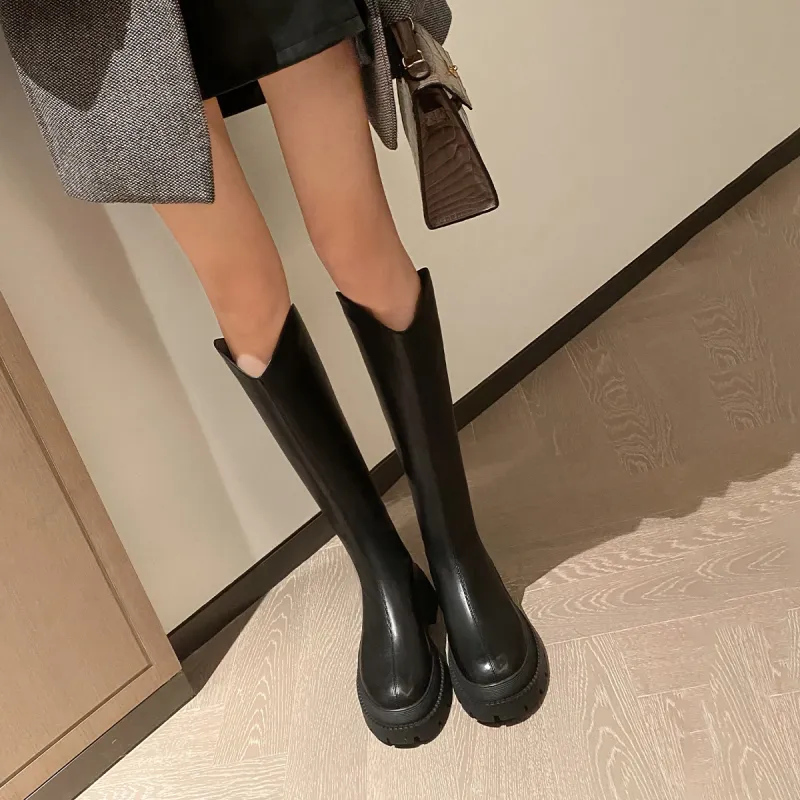 ZHR Knee-High Knight Boots 4cm Women's-5