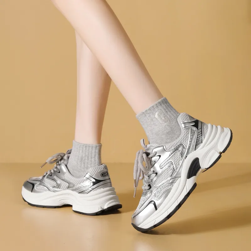ZHR Seeking Cushioning And Breathable Low Top Chunky Sneakers Women's-3