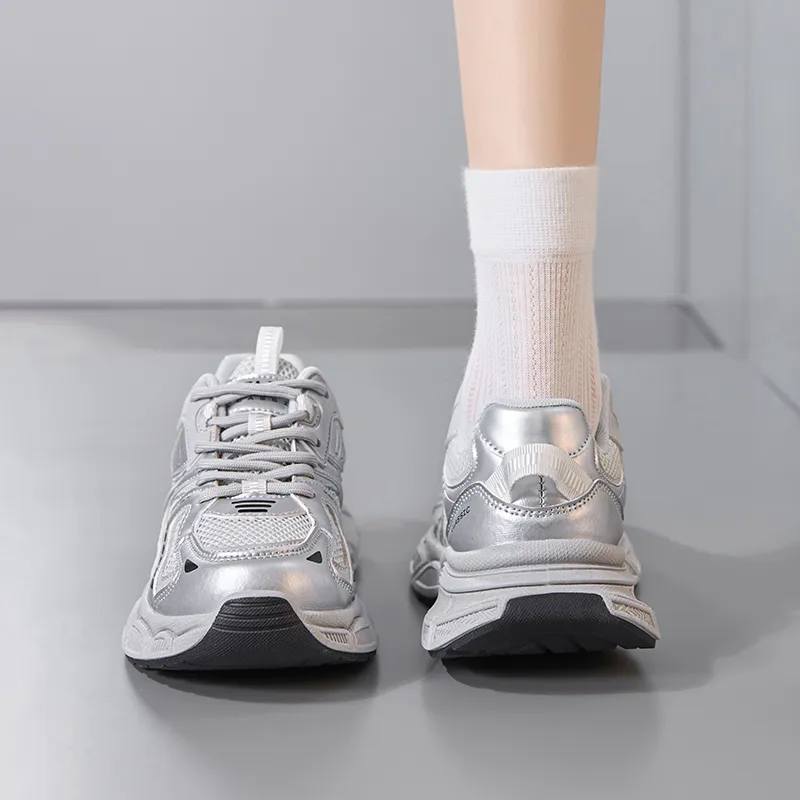 ZHR Low Top Chunky Sneakers Women's Silver-4