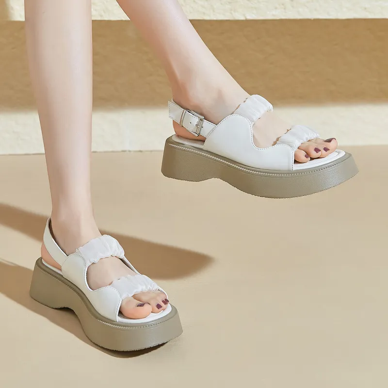 ZHR Strap Sandals 4.5cm Women's Beige-6