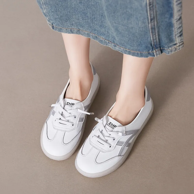 ZHR Small White Shoes Abrasion-Resistant Low-Top Skateboard Shoes Women's-10
