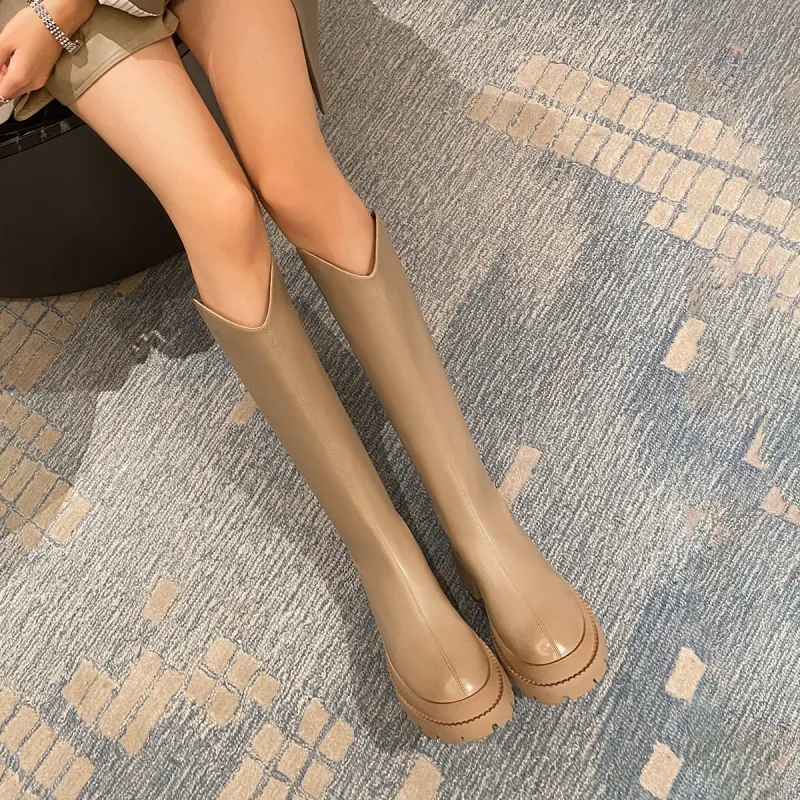 ZHR Knee-High Knight Boots 4cm Women's-10