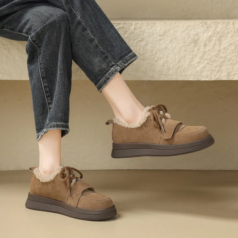 ZHR Lightweight Warm Low-Top Casual Shoes 4cm Women's-5