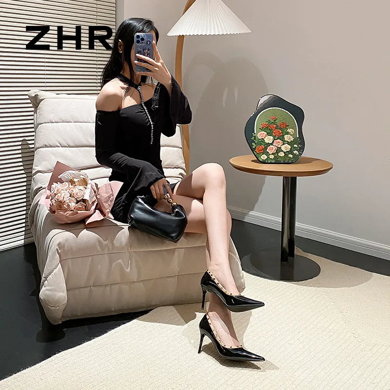 ZHR Slim Heel High Heels 8cm Women's Box-1