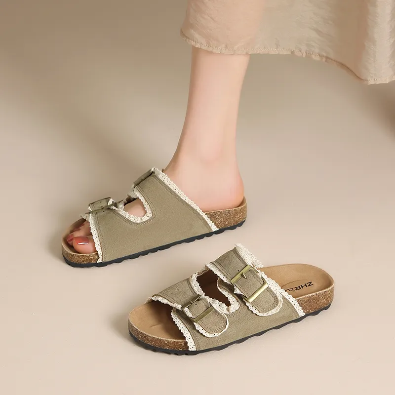 ZHR Quiet Abrasion Resistant Slide Slippers Women's Khaki-1