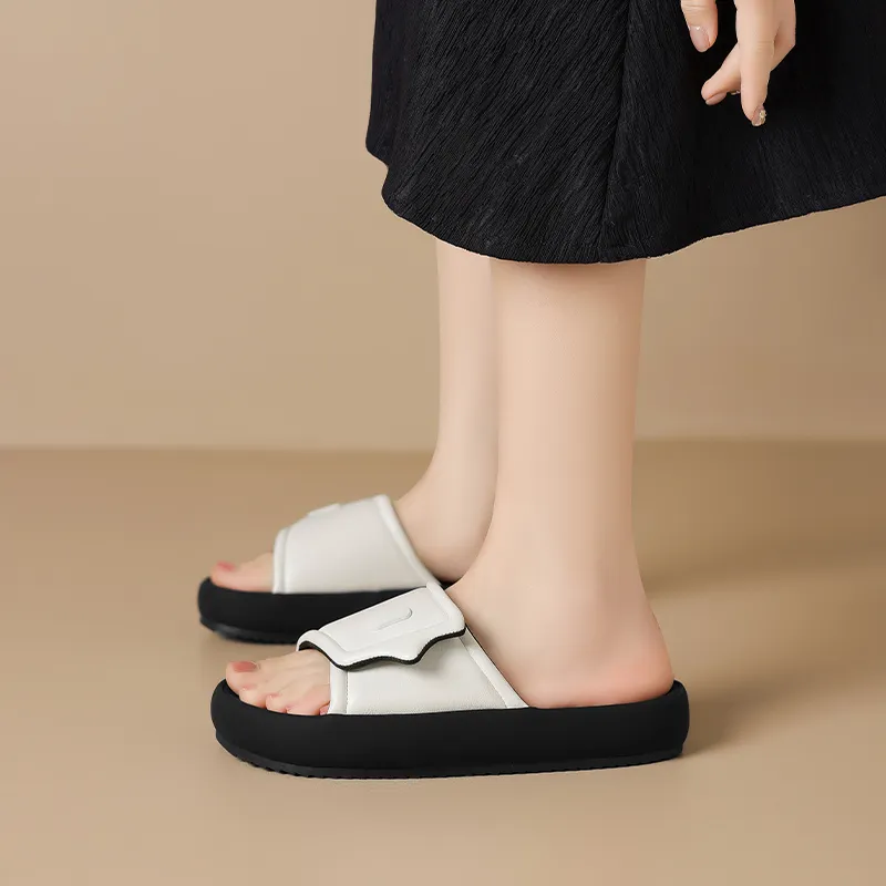 ZHR PU Polyurethane Quiet Slide Slippers Women's-3