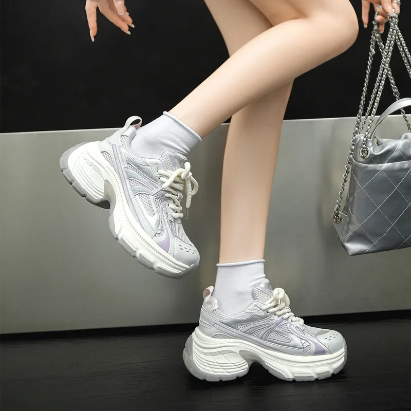 ZHR Shock Absorbers Slip Resistant Breathable Low Top Chunky Sneakers Women's-3