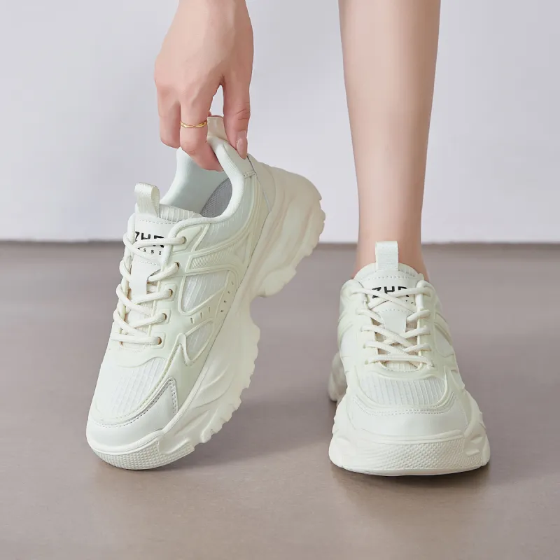 ZHR Chunky Sneakers Women's Low Top Beige, Milk Tea-7