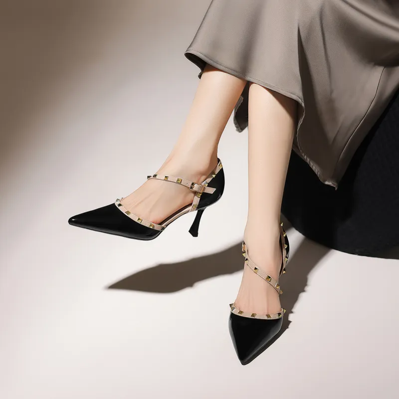 ZHR Slim Heel High Heels 8cm Women's Nude-14