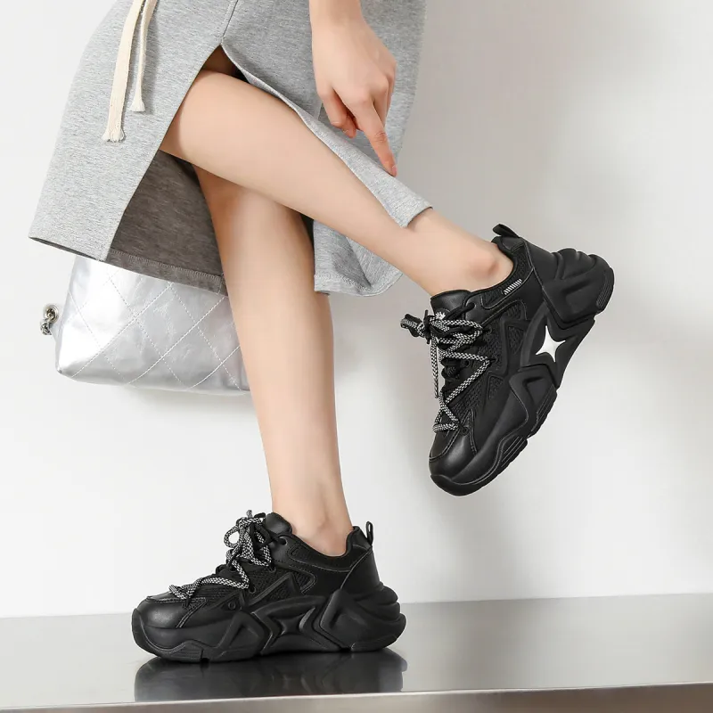 ZHR Ink Splatter Chinese Fashion Trend Abrasion Resistant Breathable Low Top Chunky Sneakers Unisex-8