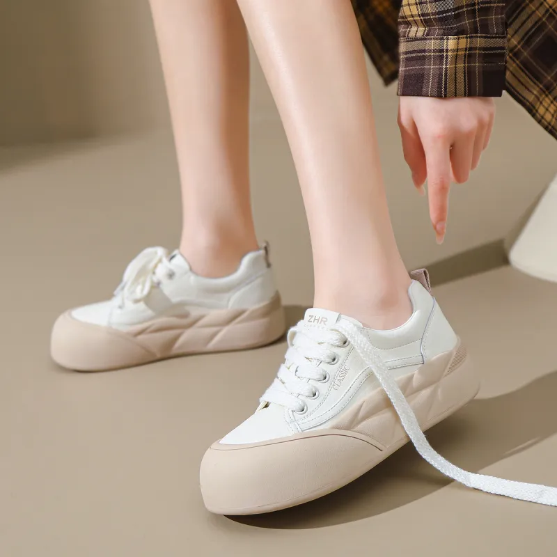 ZHR Cute Puffy Shoes Coverage Cushioning Lightweight Height Increasing Skateboard Shoes Women's-8
