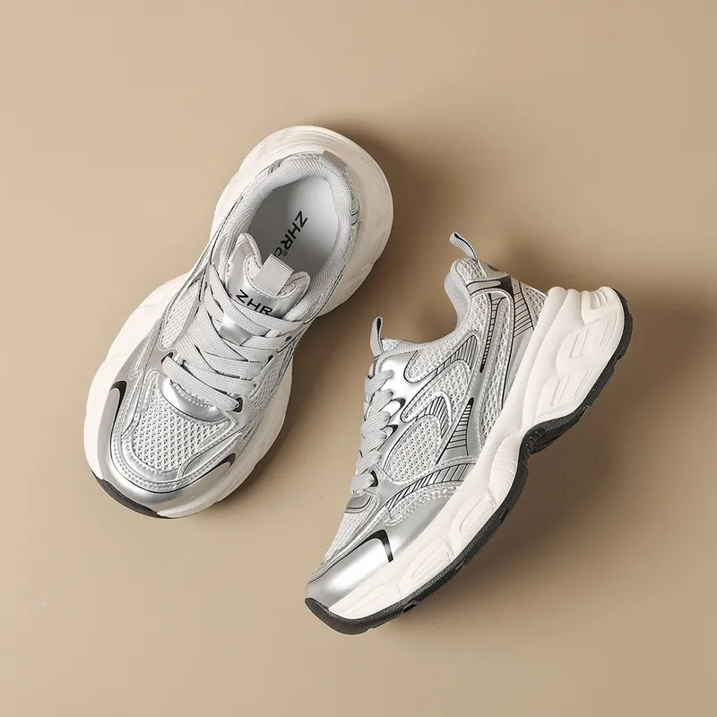 ZHR Moon Shadow Cushioning Abrasion Resistant Breathable Low Top Chunky Sneakers Women's-3