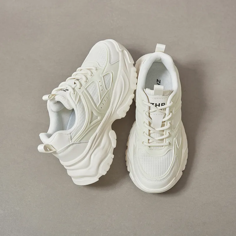 ZHR Chunky Sneakers Women's Low Top Beige, Milk Tea-10